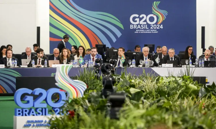 São Paulo (SP) 28/02/2024- 1ª reunião de Ministros de Finanças e Presidentes de Bancos Centrais do G20, no Pavilhão da Bienal no Parque Ibirapuera.  Presidente do Banco Central Roberto Campos Neto.
Foto Paulo Pinto/Agência Brasil