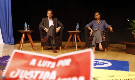 São Paulo (SP), 17.11.2023 - O ministro da Fazenda, Fernando Haddad, e a ministra do Meio Ambiente e Mudanças Climáticas, Marina Silva, debatem o Plano de Transição Ecológica do governo com a sociedade civil. Foto: Paulo Pinto/Agência Brasil