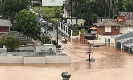 Cidade de Lajeado inundada devido as fortes chuvas. Foto: Arquivo Pessoal/Divulgação