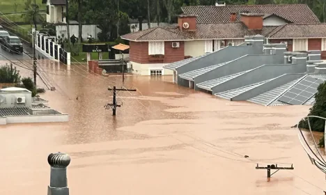 Cidade de Lajeado inundada devido as fortes chuvas. Foto: Arquivo Pessoal/Divulgação