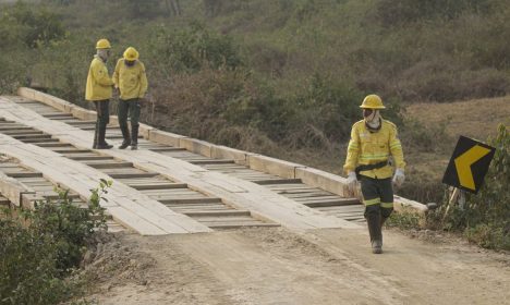 Porto Jofre (MT) 17/11/2023 – Brigadistas do ICMBIO fazem monitoramento de area, o Pantanal está sendo atingindo por um incêndio florestal.
Foto: Joédson Alves/Agência Brasil