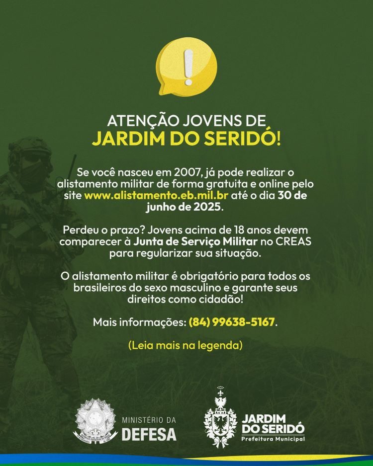 JOVENS ALISTAMENTO MILITAR JARDIM DO SERIDÓ 222