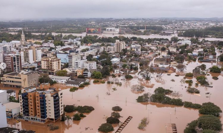 05/09/2023, Enchente do Rio Taquari na cidade de Lajeado (RS). Foto: marcelocaumors/Instagram