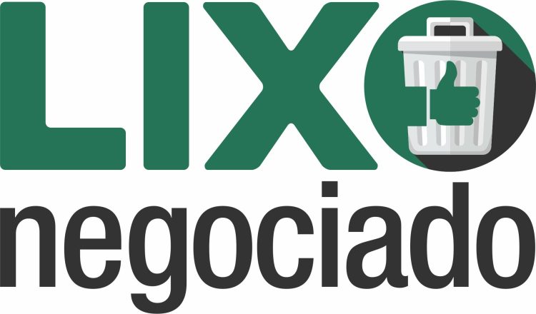 Logo do projeto Lixo Negociado, nas cores verde e preta, como o nome do projeto "Lixo Negociado" e uma lixeira dentro da letra o do "lixo".