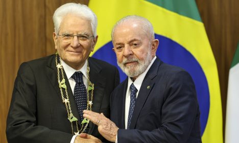 Brasília (DF), 15/07/2024 - O presidente Luiz Inácio Lula da Silva e o presidente da Itália, Sergio Mattarella, durante cerimônia de assinatura de atos e declaração à imprensa, no Palácio do Planalto. Foto: Marcelo Camargo/Agência Brasil