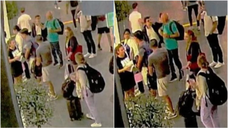 Frames de vídeo gravado por câmera de segurança de aeroporto de Roma mostram Roberto Mantovani Filho (de camiseta verde) e o filho de Alexandre de Moraes (de casaco escuro e camiseta branca) / Foto: reprodução