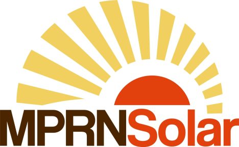 Logo do projeto MPRN Solar, com a imagem de um sol com raios e o nome "MPRN Solar".