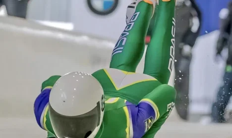 Nicole Silveira, primeira brasileira a competir no Mundial de Skeleton, em Altenberg (Alemanha).