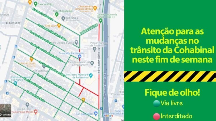 Rota recomendada pela prefeitura de Parnamirim / Foto: reprodução