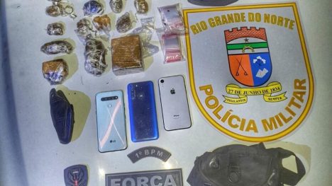 Material apreendido pelo 1º Batalhão de Polícia Militar. Foto: PM RN.