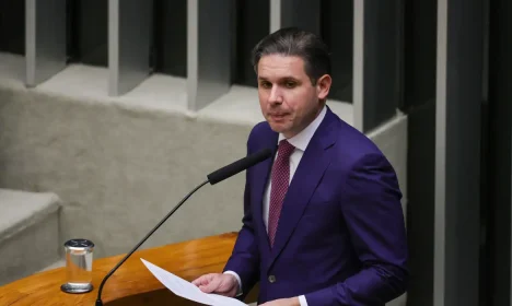 Brasília, DF 02/02/2026 - O presidente da Câmara, deputado Hugo Motta, participa da sessão de reabertura dos trabalhos do Congresso Nacional. Foto: Fabio Rodrigues-Pozzebom