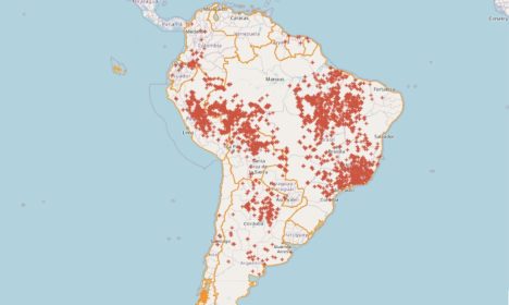 Brasília (DF), 14/09/2024 - Mapa de queimadas na América do Sul e Brasil. Foto: terrabrasilis/reprodução