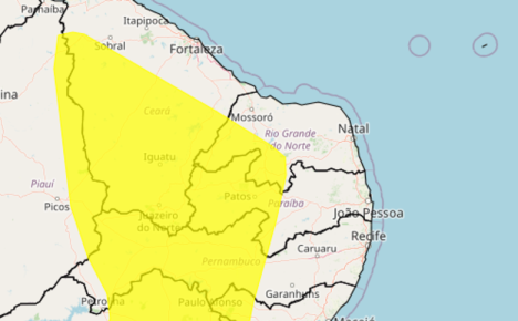 Alerta abrange 68 cidades do RN. Foto: Reprodução.