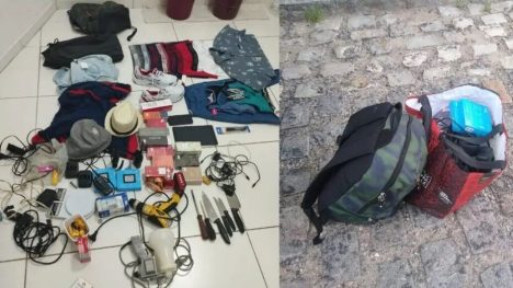 Materiais apreendidos com suspeito após arrombamento em Parnamirim. Foto: PM RN.