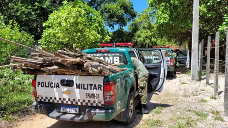 Batalhão Ambiental apreendendo materiais de invasores na Operação Verão. Foto: Batalhão Ambiental/Reprodução.