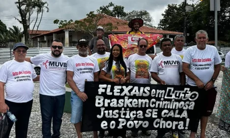 Maceió (AL), 13/09/2024 - Movimento Unificado das Vítimas da Braskem (MUVB) fazem manifestação durante a reunião da cúpula do G20. Foto: MUVB/Divulgação