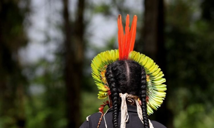 São Joaquim de Bicas (MG), 24/01/2024 - Cacique Célia Ãgohó, líder da Aldeia Kurãma, comuniudade indígena Pataxó hã-hã-hãe, na zona rural de Brumadinho. Foto: Tânia Rêgo/Agência Brasil