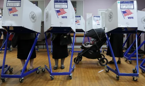 Local de votação das eleições dos EUA, em Nova York
05/11/2024
REUTERS/Maye-E Wong