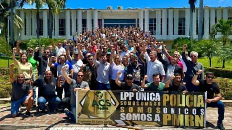 Representantes da segurança pública em protesto contra o Governo do RN. Foto: Reprodução.